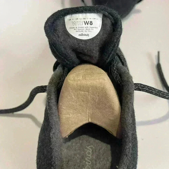 Allbirds women’s wool runners dark grey black sole size 8 lace up - Picture 7 of 8